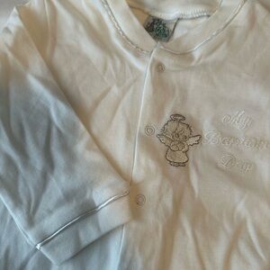 White Baptism DayOnesie with Snap Closures